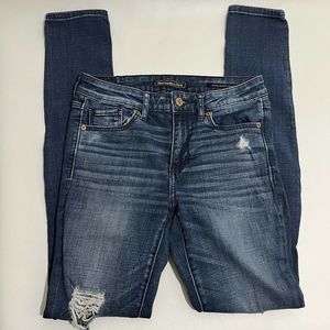 Abercrombie & Fitch Mid-Rise Super Skinny Blue Denim Jeans Womens Size 26/30 R
